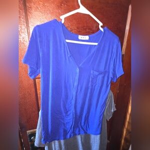 280. Twinth Blue Short Sleeve V-Neck Top